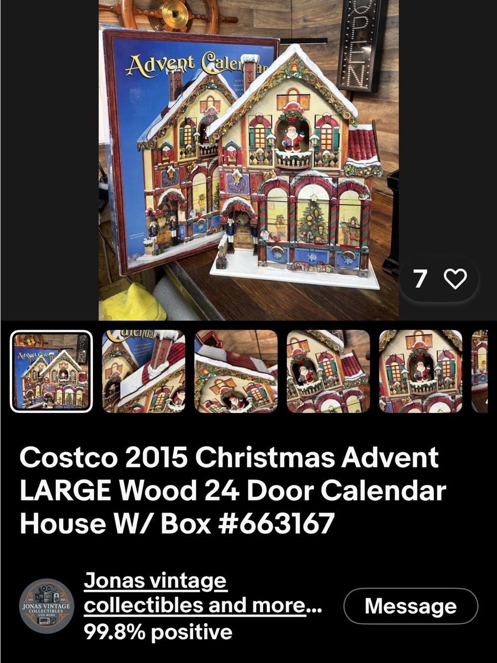 Wooden Advent Calendar House - Festive Red & White